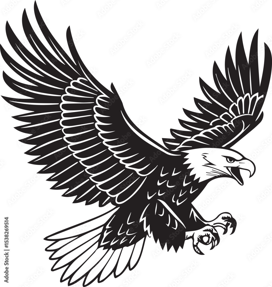 Fototapeta premium Bald Eagle in Flight Soaring Icon of Freedom