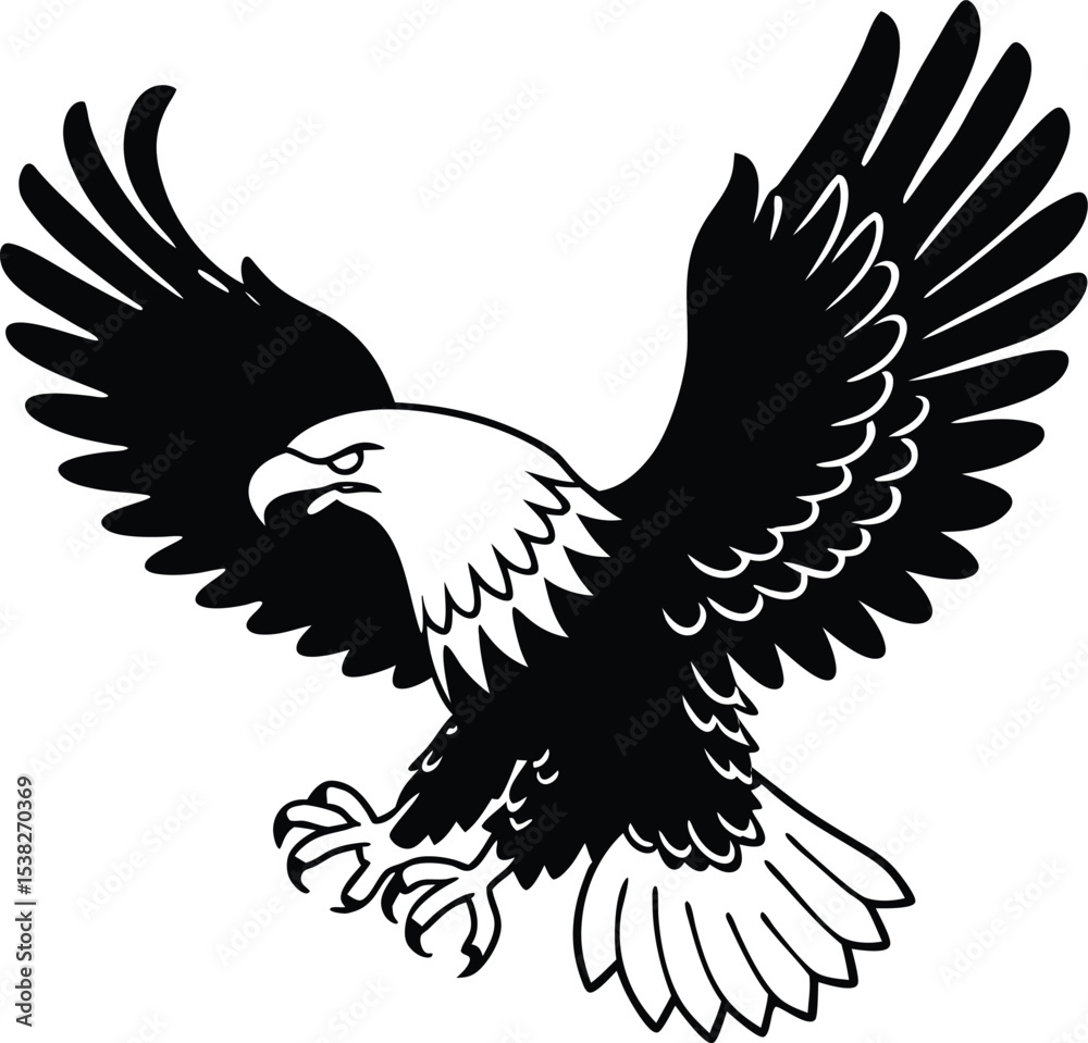 Obraz premium Powerful Eagle Wings Spread Vector Illustration