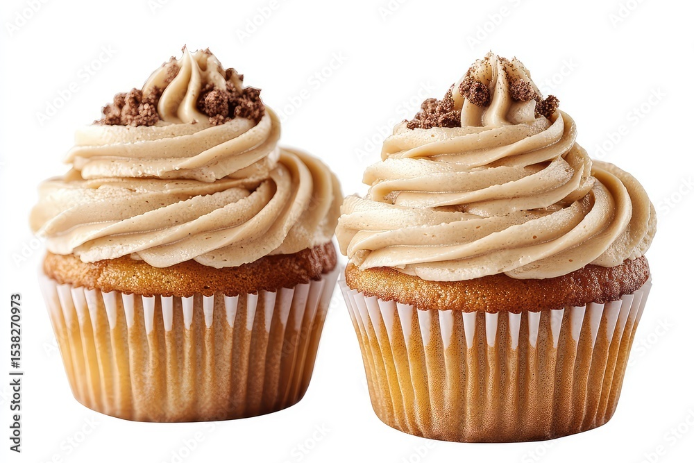 Mini cupcakes with frosting isolated on a white background, png Mini cupcakes with frosting isolated on a white background, png