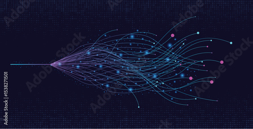 Deep learning visualization. AI. artificial intelligence concept of neural networks. Wave equalizer. Vector illustration