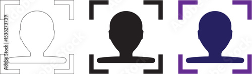 Illustration of facial recognition. Concept of facial recognition, facial ID system, biometric identification, facial scanning system. Concept of cyber security.