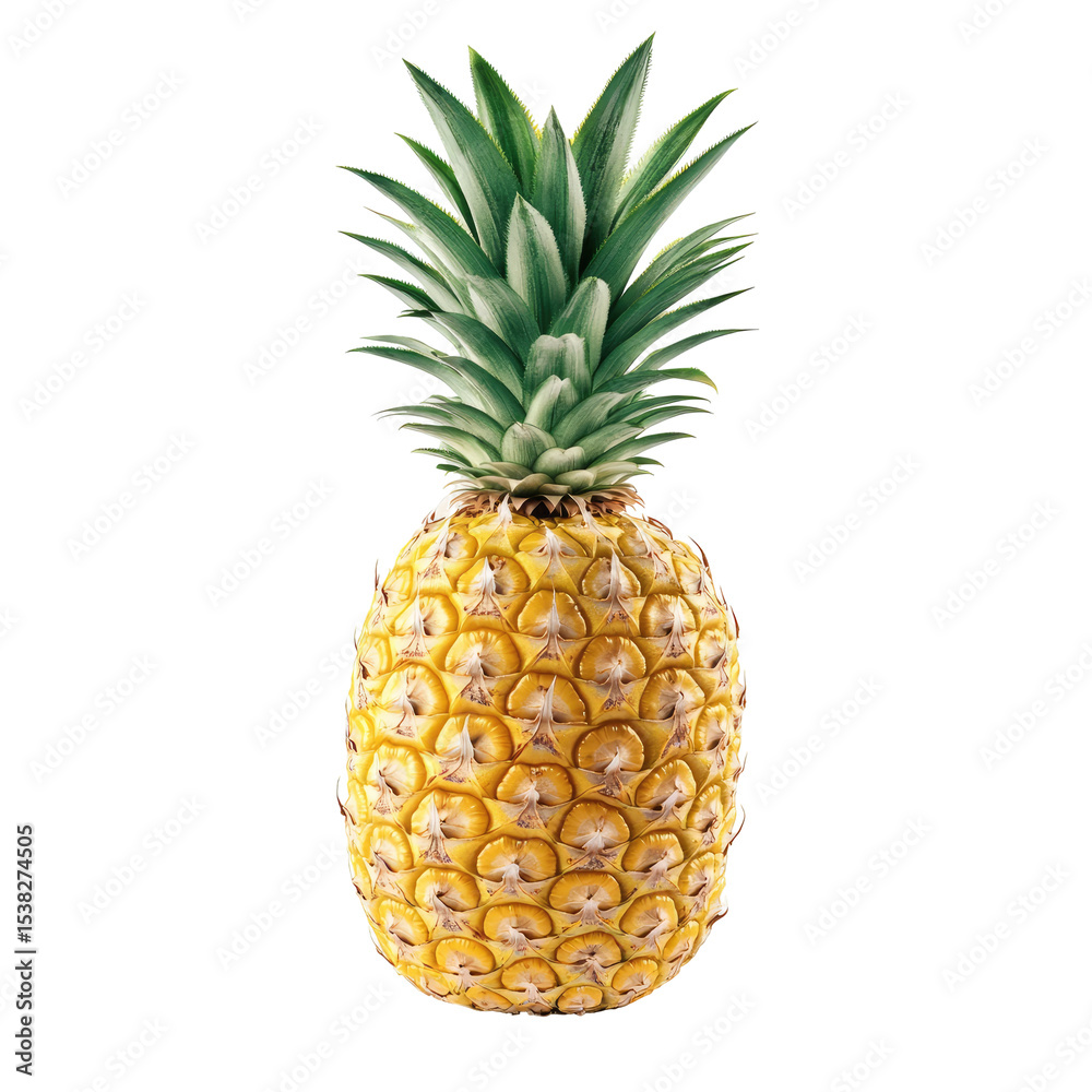 Fototapeta premium Single pineapple, vibrant yellow