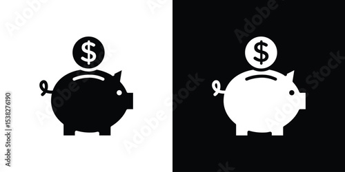 Piggy bank icon vector design template elegant style