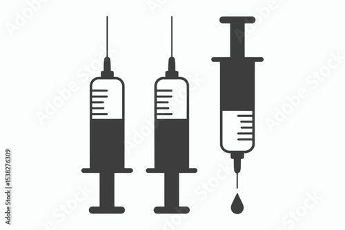 Three syringe icons medical injection healthcare