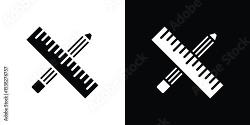 Pencil and ruler icon vector design template elegant style