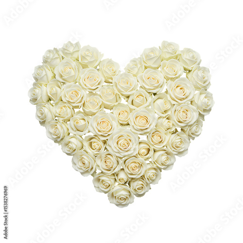 A Heart of White Roses Elegant Floral Arrangement isolated on transparent baackground