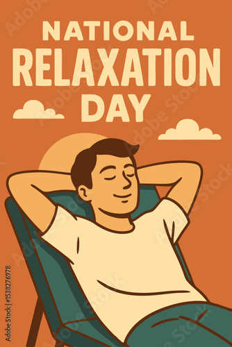 National Relaxation Day illustration with a man relaxing in a chair