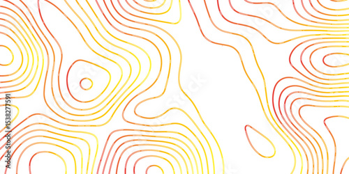 The red yellow and white contours topography stylized height of the lines map- Topographic map background geographic line map with seamless ornament design
