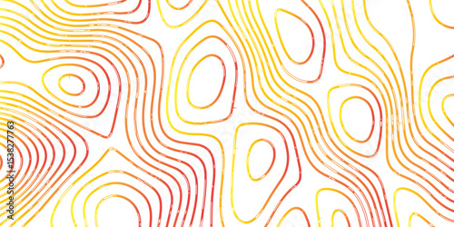 The red yellow and white contours topography stylized height of the lines map- Topographic map background geographic line map with seamless ornament design
