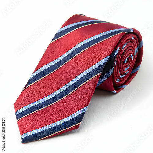 red and blue tie on white background
