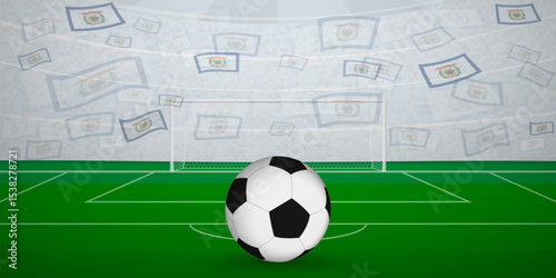West Virginian Football Arena Full of Fans with National Flags, Sports Event Illustration.