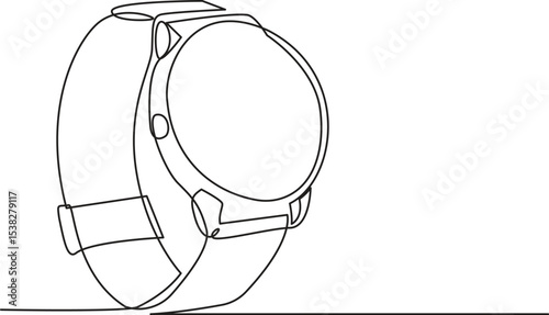 Continuous single line sketch drawing of digital and analog wrist watch. One line art of watches time clock vector illustration, Editable Stroke