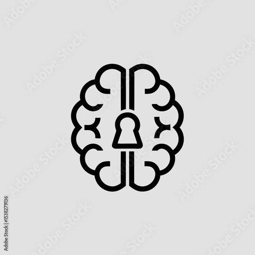 Brain and keyhole symbol representing innovation and security of intellectual ideas