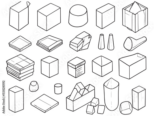 Industrial Raw Materials In Clean Vector Outline 