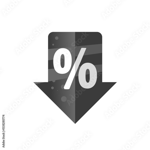 price drop label with arrow and percent sign – vector icon