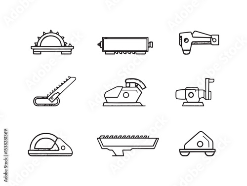 industrial saw detailed line art vector design illustration 