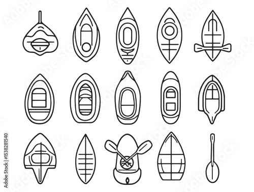 inflatable kayak detailed line art vector illustration design