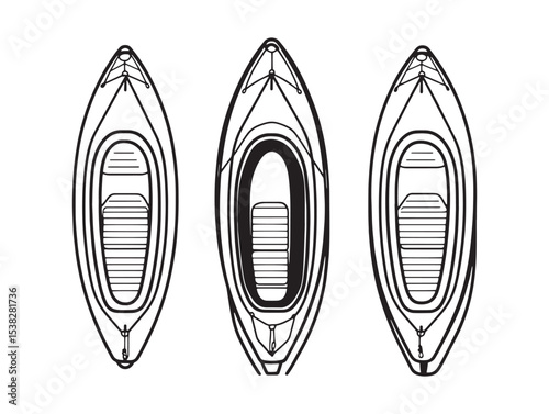 inflatable kayak line art icon with simple clean strokes 