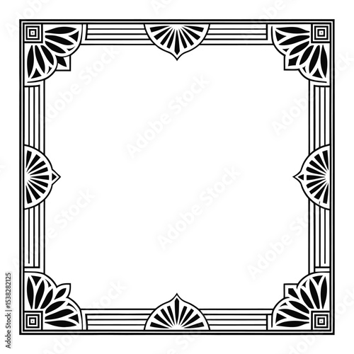 Art Deco Frame: A meticulously crafted Art Deco frame design, featuring intricate geometric patterns and symmetrical composition.