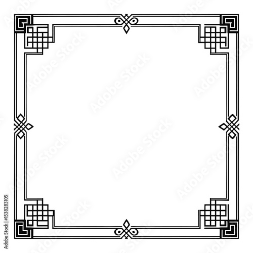 Elegant Square Frame: A classic and elegant square frame with intricate geometric patterns, perfect for adding a touch of sophistication to your designs.