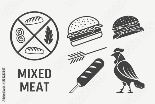 set of different kinds of food