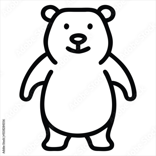 Simple line drawing of a bear isolated on white background
