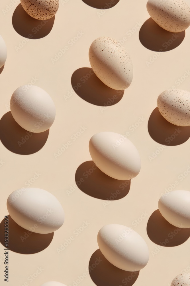 Fototapeta premium Beige eggs in a repeating pattern