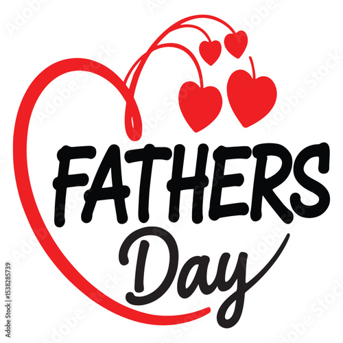 fathers day greeting card design with bold typography, cursive script and red hearts for print and social media