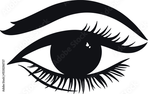 Expressive Eye with Eyebrow Detail – Artistic Eye Illustration Vector for Beauty, Vision, and Symbolism Themes
