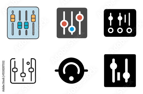 Bass Control Icon Audio Sound Equalizer Low Symbol Set