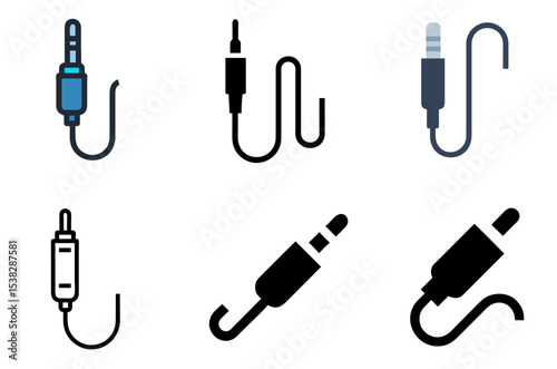 Audio Jack Icon Connect Headphone Plug Input Symbol Set