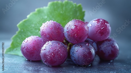Wallpaper Mural Juicy grape bunch glistening with dew drops against a cool dark background for organic fruit product display photo Torontodigital.ca