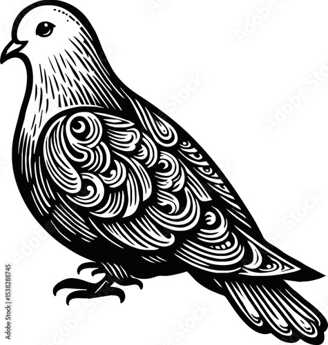 flying dove bird animal.line art vector illustration template design