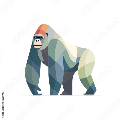 Majestic Gorilla in Geometric Style, a Stunning Abstract Wildlife Portrait