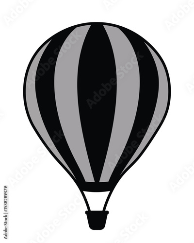 Striped Hot Air Balloon Vector Illustration Ascending Skyward Adventure Graphic Design Element Isolated