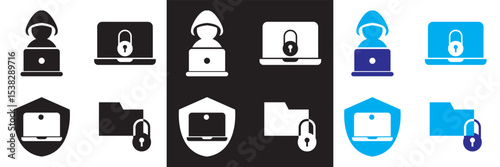 Hacker activity icon . Vector for websites, mobile interfaces, presentations, banner, visual branding etc. Vector illustration. isolated on white and black background. EPS 10