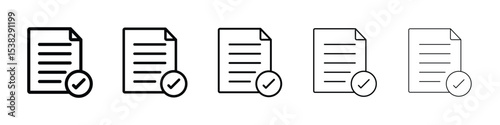 Accept document icons in black stroke designs on white background