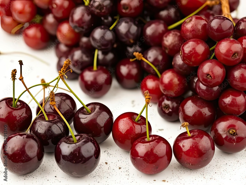 Fresh Cherries and Grapes on White Fresh Cherries and Grapes on White