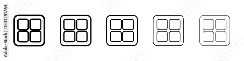 Apps icons in black stroke designs on white background