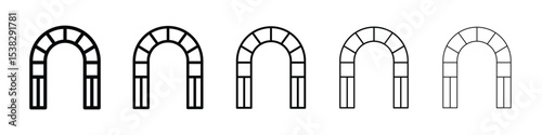 Archway icons in black stroke designs on white background