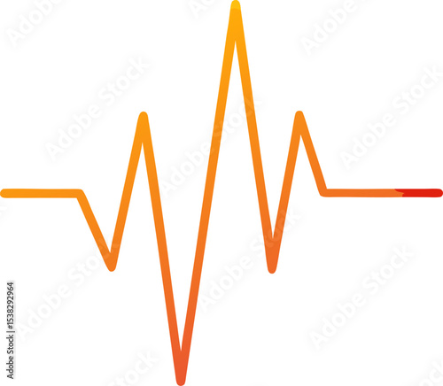 Simple heartbeat symbol intersected by gradient
