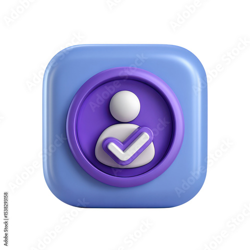 3d user verified icon isolated on transparent background