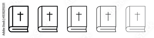 Bible icons in black stroke designs on white background