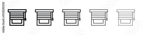 Blinds icons in black stroke designs on white background