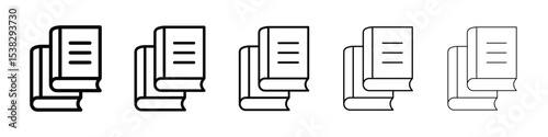 Book copy icons in black stroke designs on white background