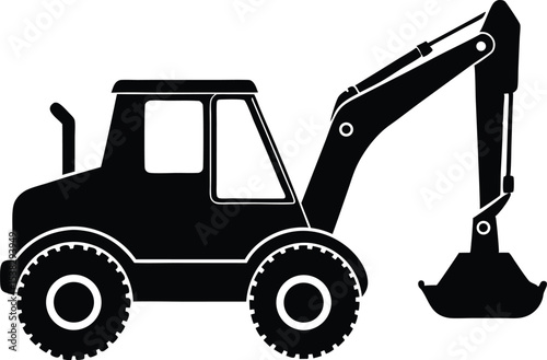 Powerful backhoe digging earth with heavy machinery, construction site equipment, excavator work, industrial vehicle, earthmoving machine, loader, digging tool, heavy duty backhoe for building project