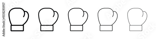 Boxing glove icons in black stroke designs on white background