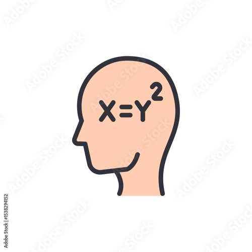 Human Head With Math Equation Symbolizes Cognitive Functionality