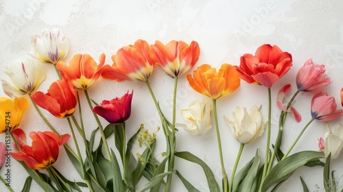 Tulip bouquet on white background