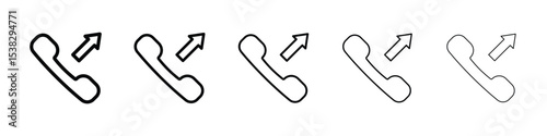 Call outgoing icons in black stroke designs on white background